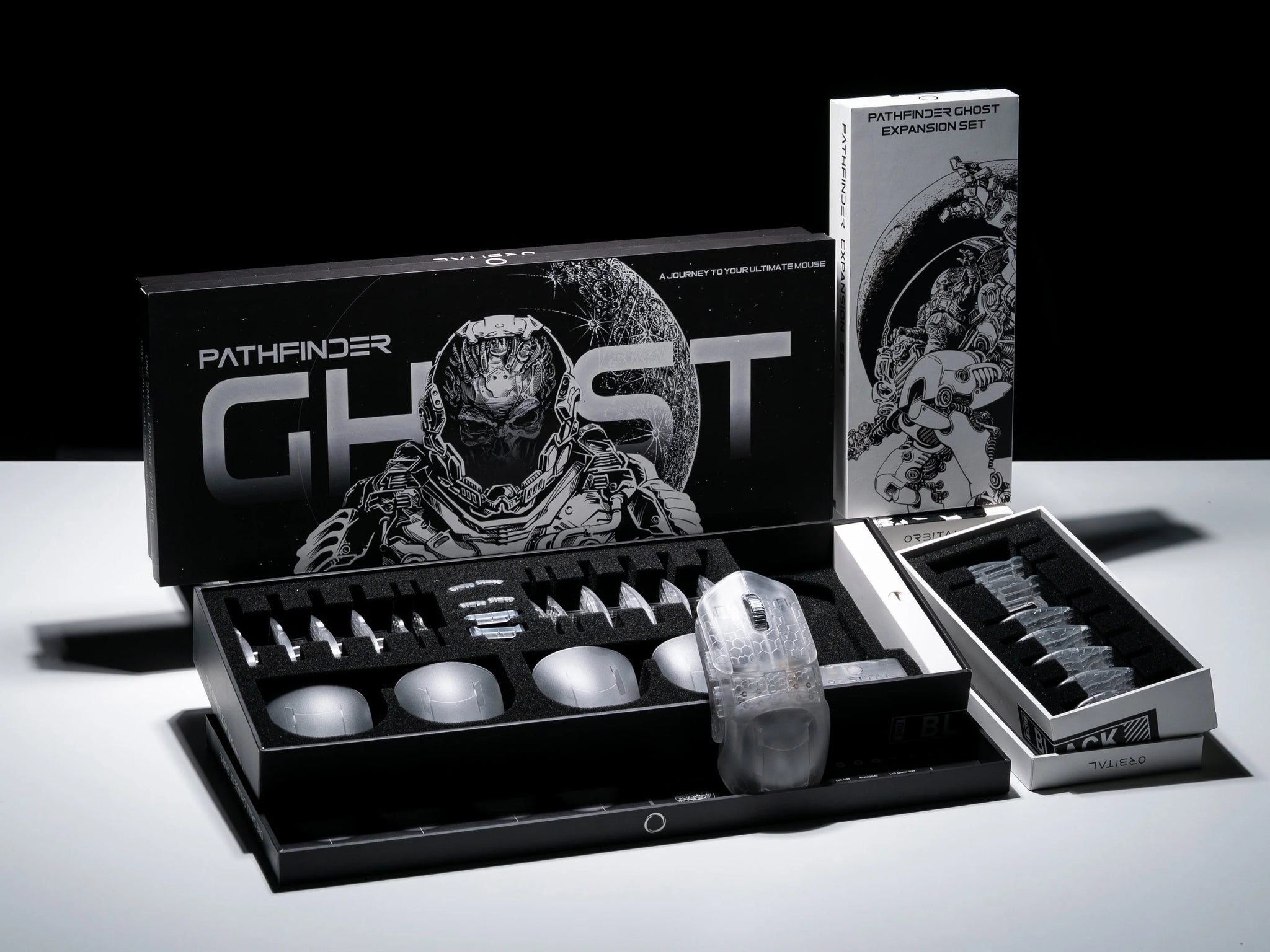 เมาส์เกมมิ่งไร้สาย Orbital Pathfinder Ghost Edition พร้อมชิ้นส่วนโมดูลาร์